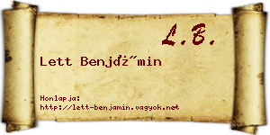 Lett Benjámin névjegykártya
